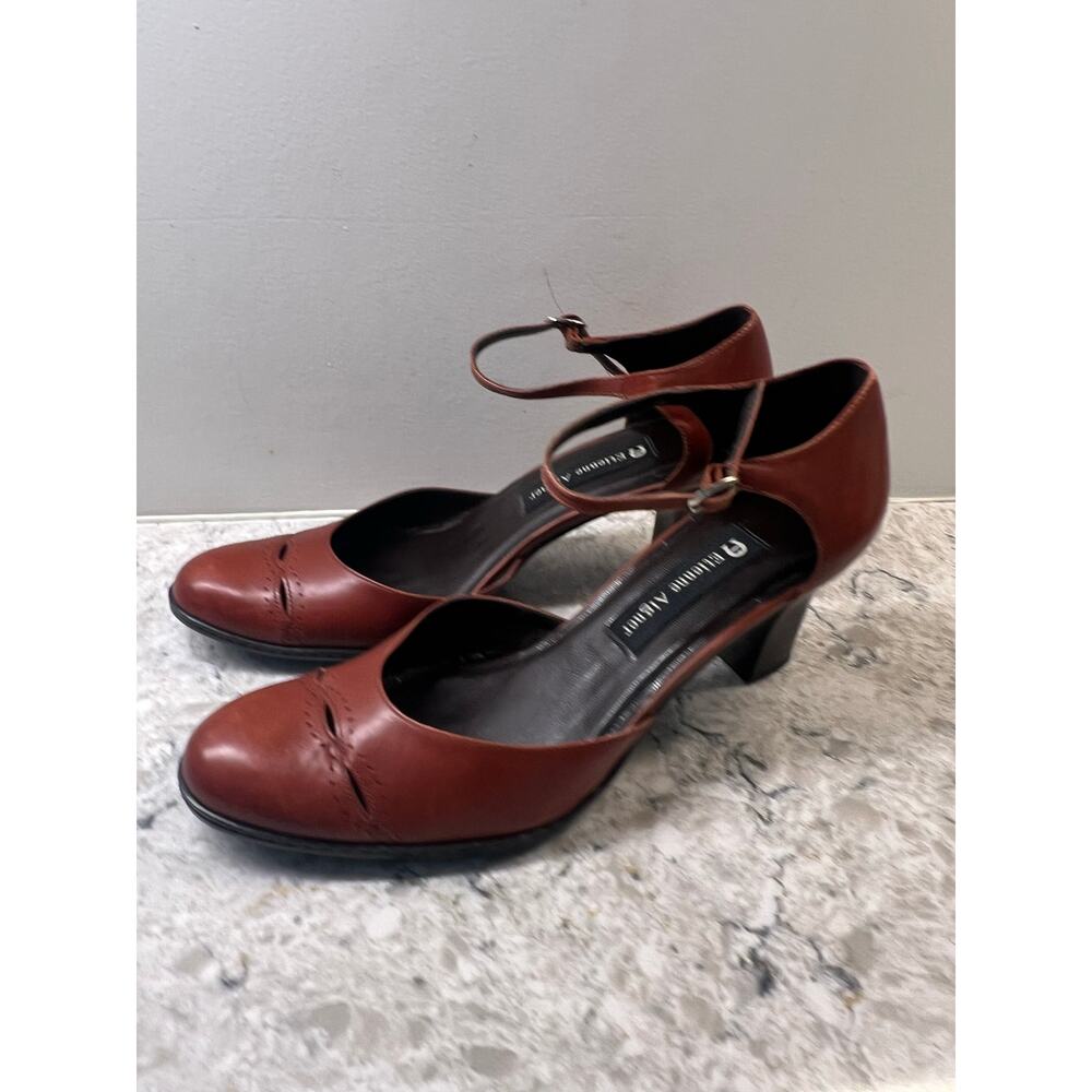 Etienne Aigner Women's Leather Dress Heels Red Ankle Strap Size 8 JL - Picture 3 of 10